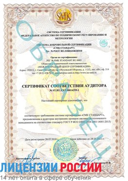 Образец сертификата соответствия аудитора №ST.RU.EXP.00014299-1 Щелково Сертификат ISO 14001